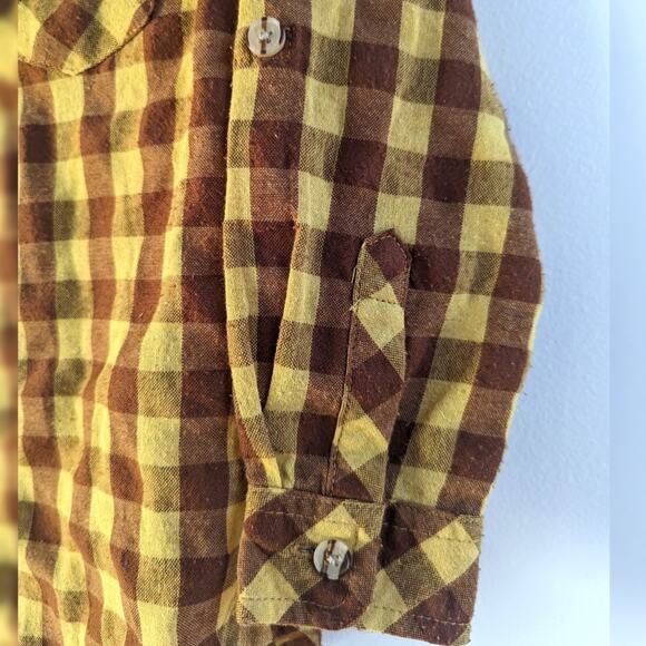 Me + Henry Button Down Boys Sz 3-4y Long Sleeve Rust Gingham Short Fall - Picture 4 of 7